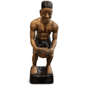 Wooden Cowboy Bust Sculpture