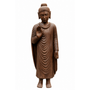 Handcrafted Wooden Buddha Blessing Statue