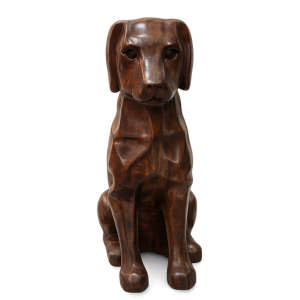 Hand-Carved Wooden Dog Sculpture